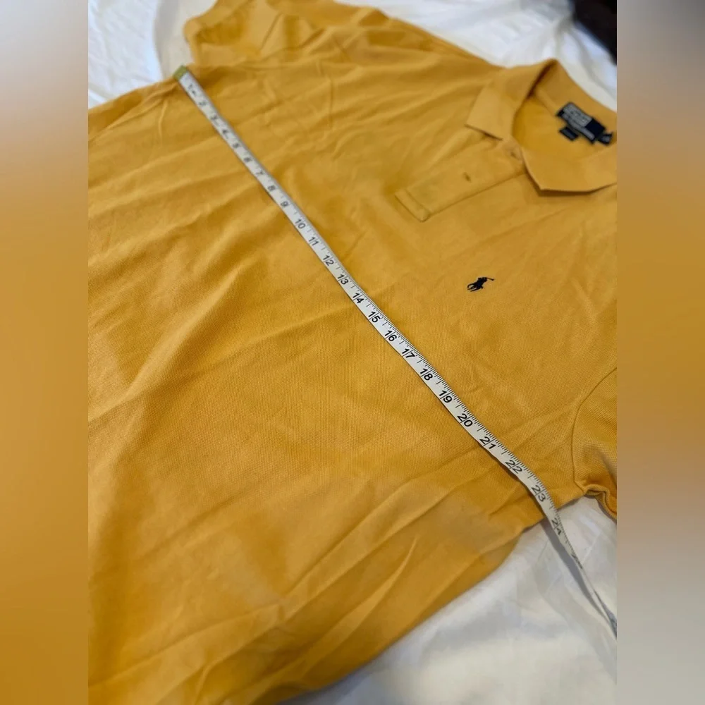 VTG Y2K POLO RALPH LAUREN Sz:XXL Pique Yellow/Orange Cotton Polo Shirt.